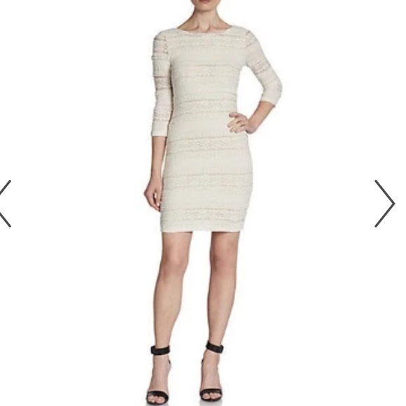 ⭐️NWT!⭐️Anthro Willow & Clay Lace Bodycon Mini Dress w 3/4 Sleeves, Scoop Back - Picture 1 of 12